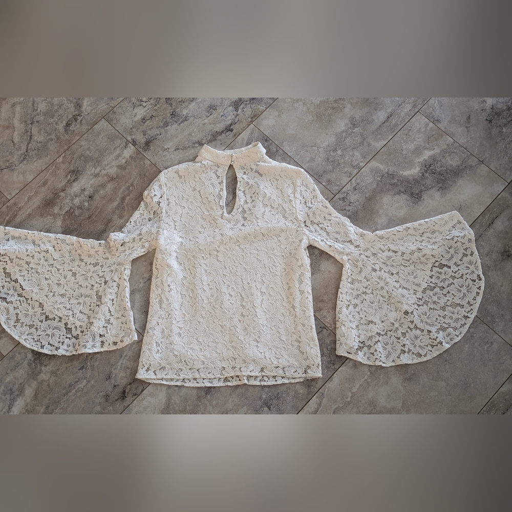 Wayf Ivory Lace Bell Sleeve Blouse - Picture 6 of 10
